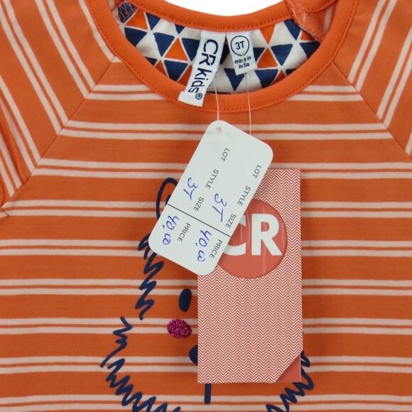 Girls 3T 2-Piece Pant Set Orange & Blue Dog Graphic Striped Toddler - Picture 4 of 4